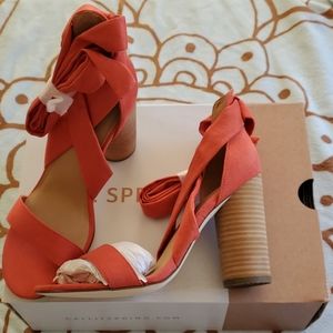 Call It Spring Coral Strappy Sandal Heels 7.5